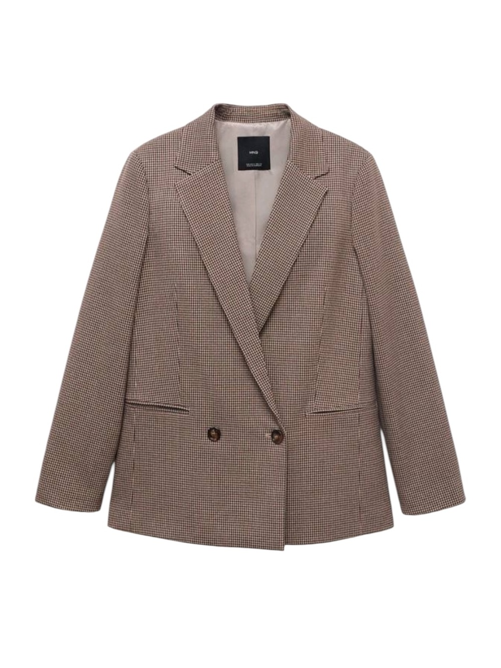 NWT Mango Charlotte Micro Houndstooth Blazer Jacket Burgundy XS
